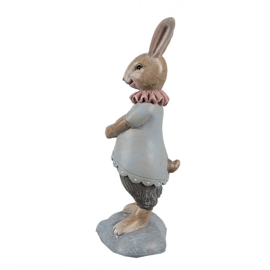 Figurka wielkanocna Królik 13 cm Beżowo-niebieski Clayre & Eef
