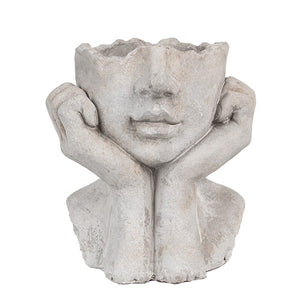 Doniczka kamienna głowa 18 cm Clayre Eef