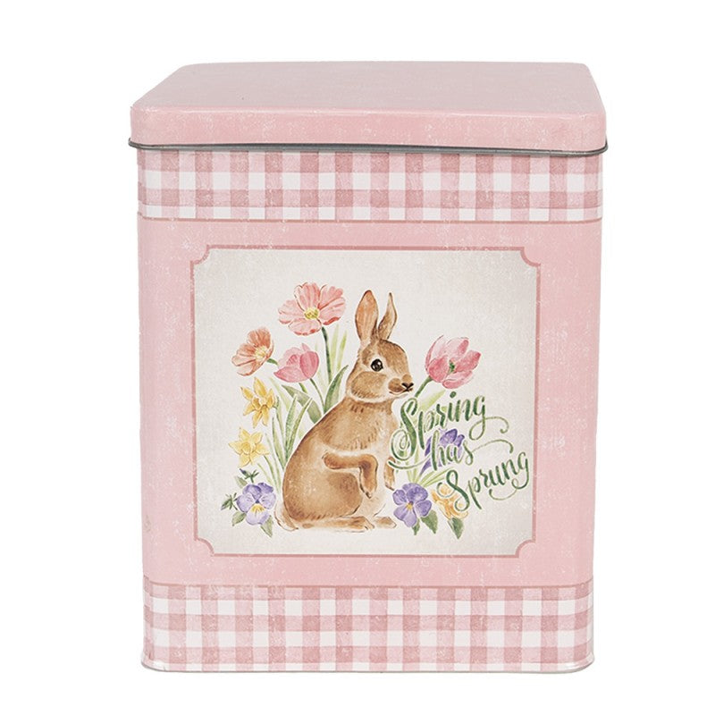 Puszki do przechowywania z zajączkiem Happy Easter 2 szt. różowa / niebieska Clayre Eef