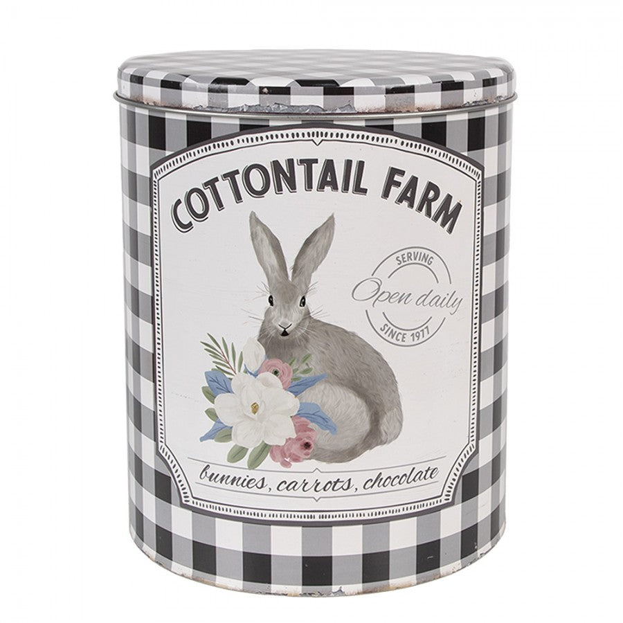 Puszki do przechowywania z zajączkiem w biało czarną kratkę 2.szt Clayre Eef