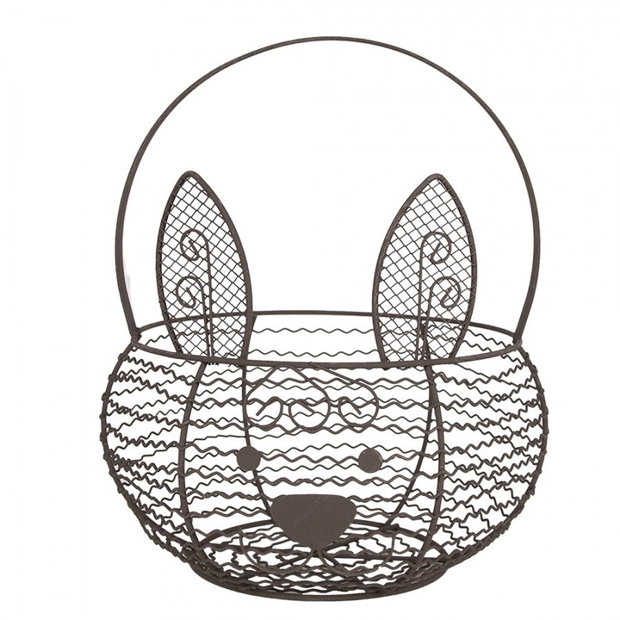 Koszyk druciany z rączką królik brąz 20 x 12 cm Clayre Eef