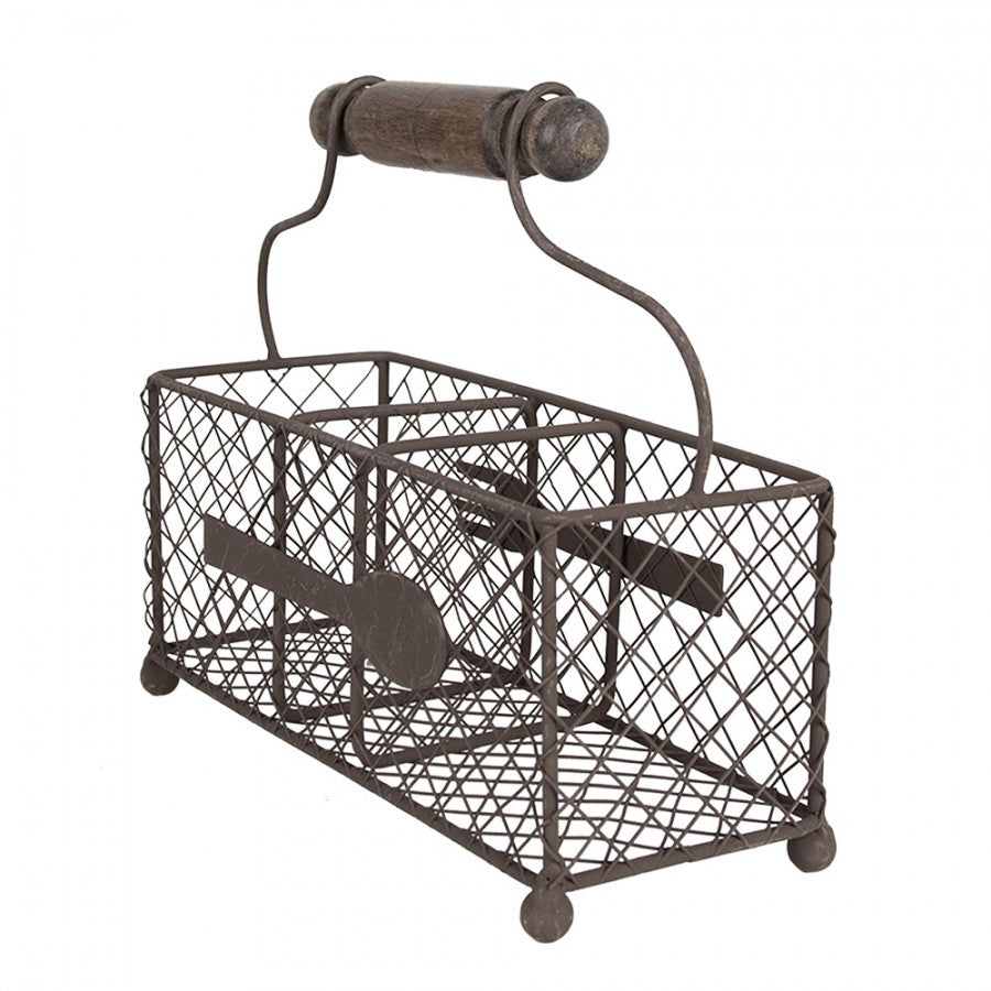 Kosz druciany z rączką kuchenny na sztućce Country Clayre Eef