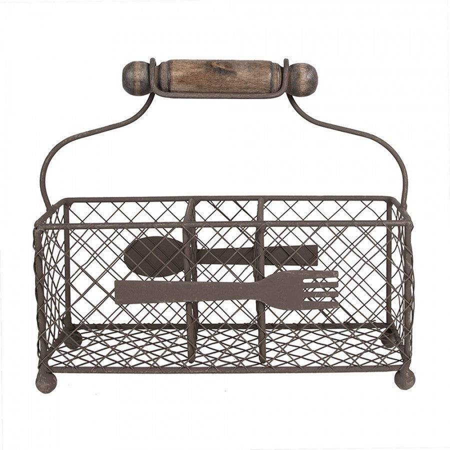 Kosz druciany z rączką kuchenny na sztućce Country Clayre Eef