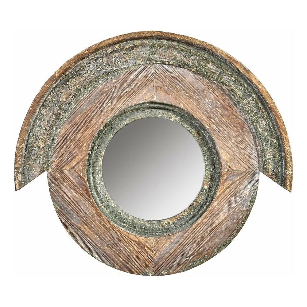 Lustro Vintage okrągłe z drewna Belldeco