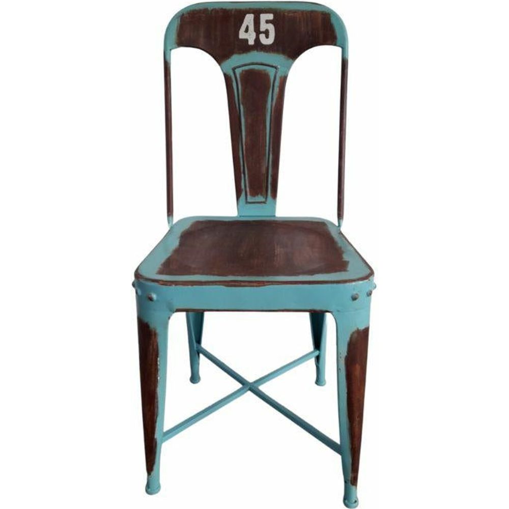 Krzesło industrialne Loft 45 turkusowo brązowe Belldeco