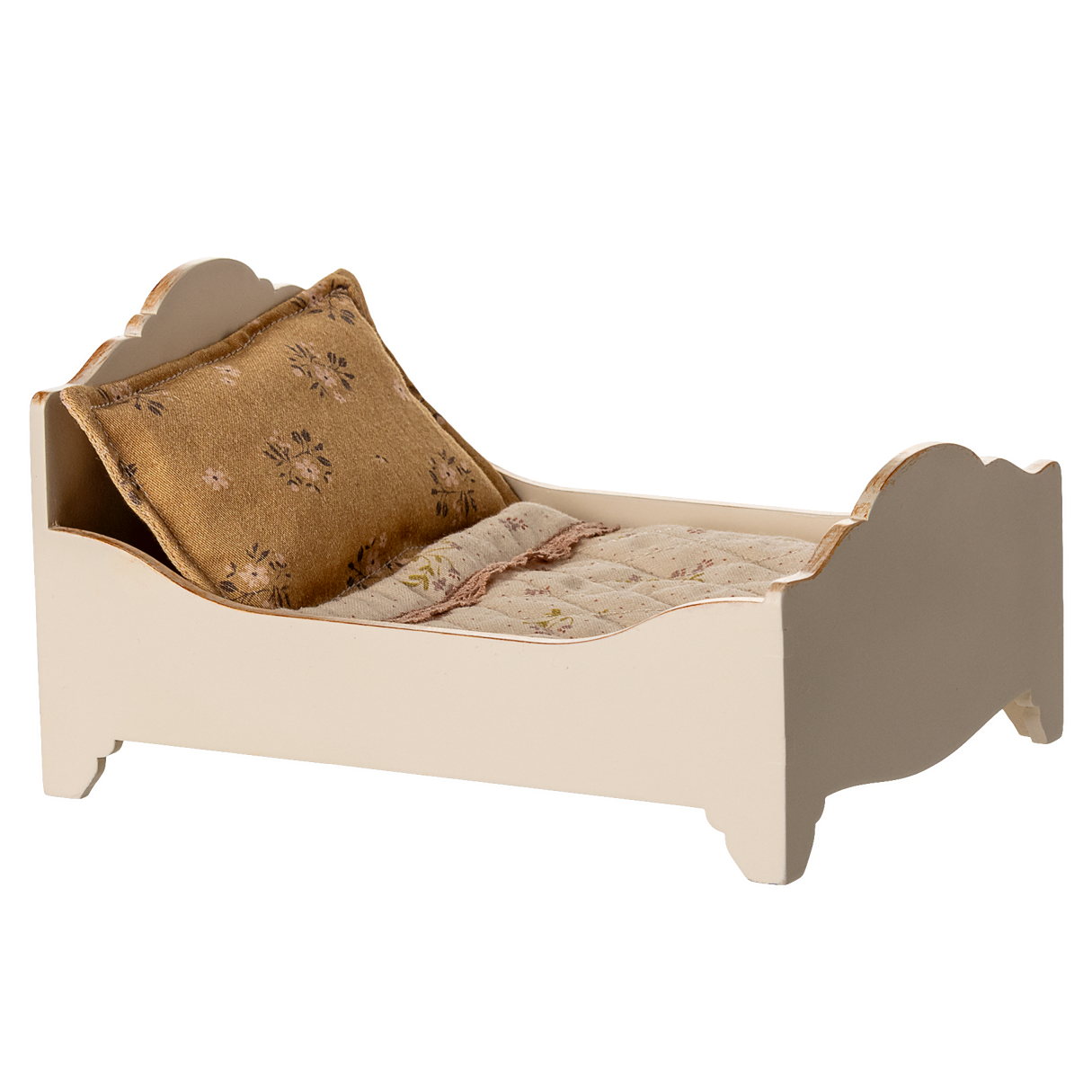 MAILEG Drewniane łóżeczko dla myszek 9,5cm - OFF WHITE