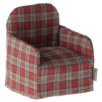 Fotel dla myszek 8cm - RED CHECKER Maileg