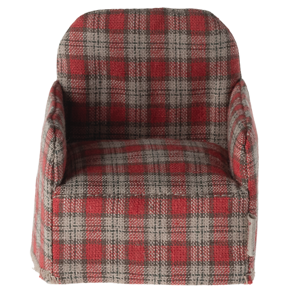 Fotel dla myszek 8cm - RED CHECKER Maileg