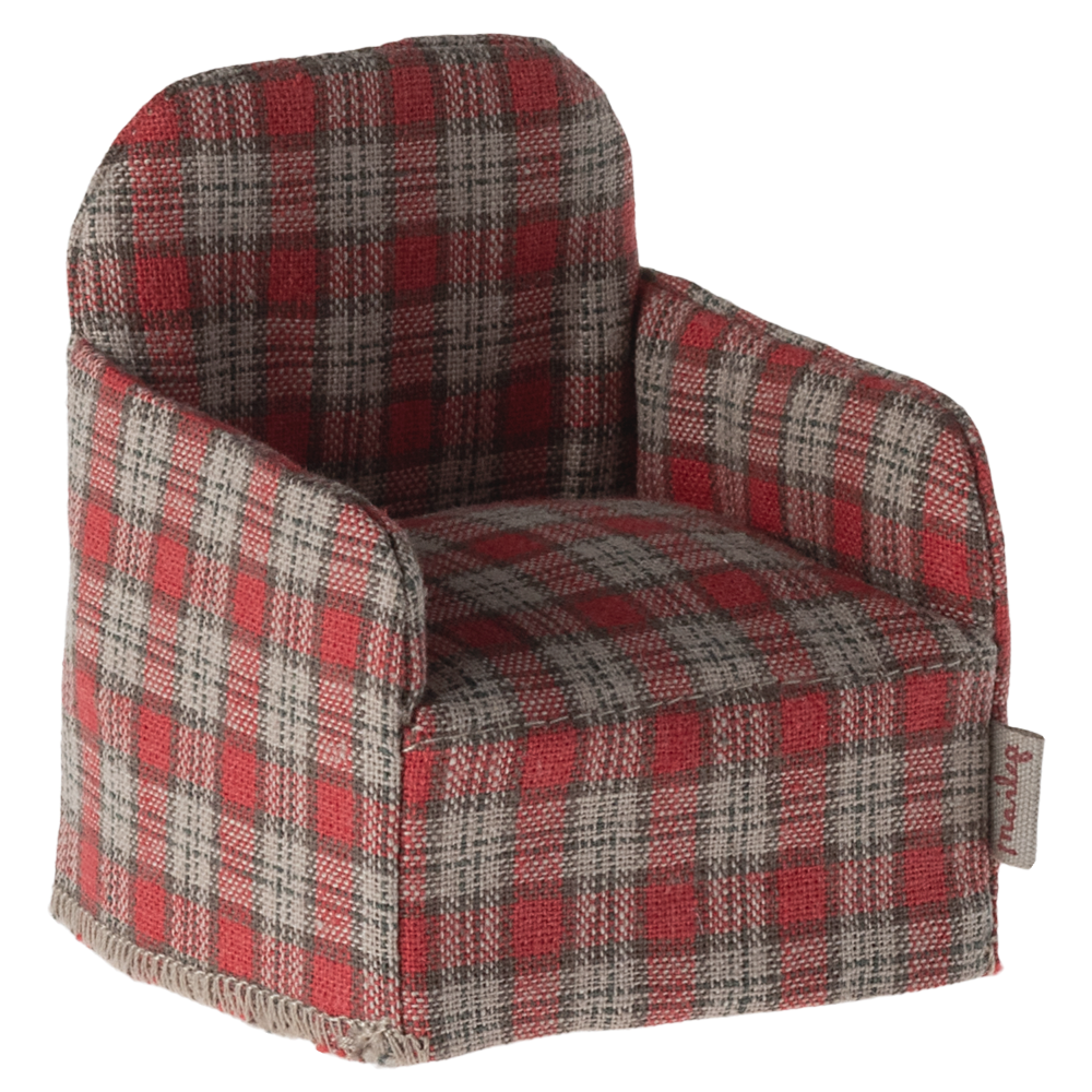 Fotel dla myszek 8cm - RED CHECKER Maileg