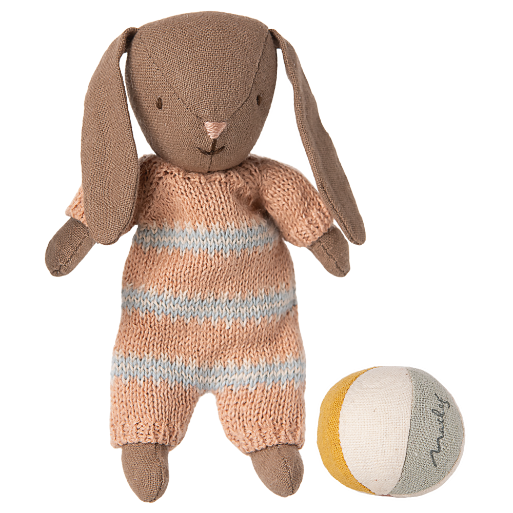 MAILEG Króliczek z piłeczką 11cm - BUNNY SET DUSTY ROSE