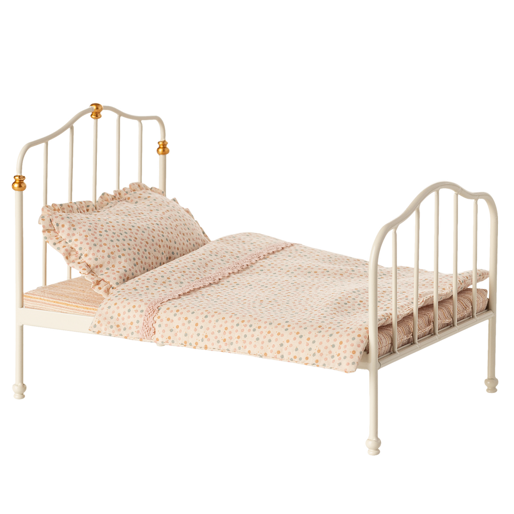 MAILEG Metalowe łóżeczko 13cm - OFF WHITE