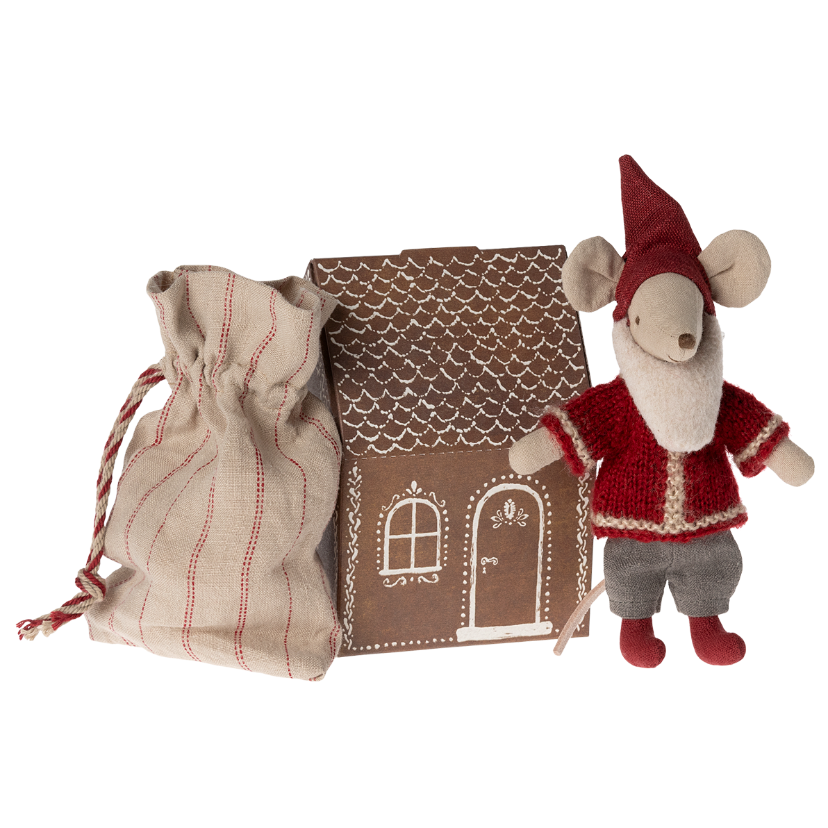 MAILEG Myszka Święty Mikołaj w piernikowym domku 14cm - SANTA MOUSE