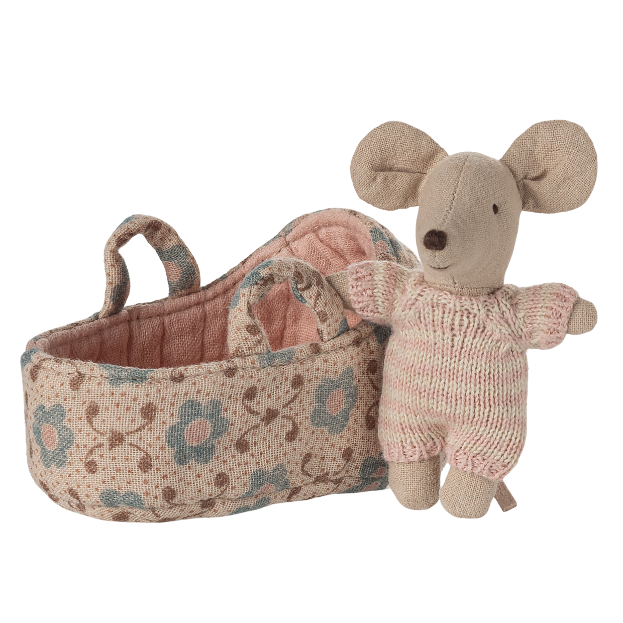 MAILEG Myszka dzidziuś w nosidełku - BABY in CARRY COT ROSE