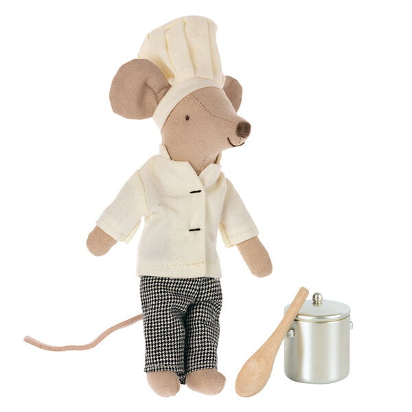 Maileg Myszka kucharz 9cm - Chef with soup pot and spoon