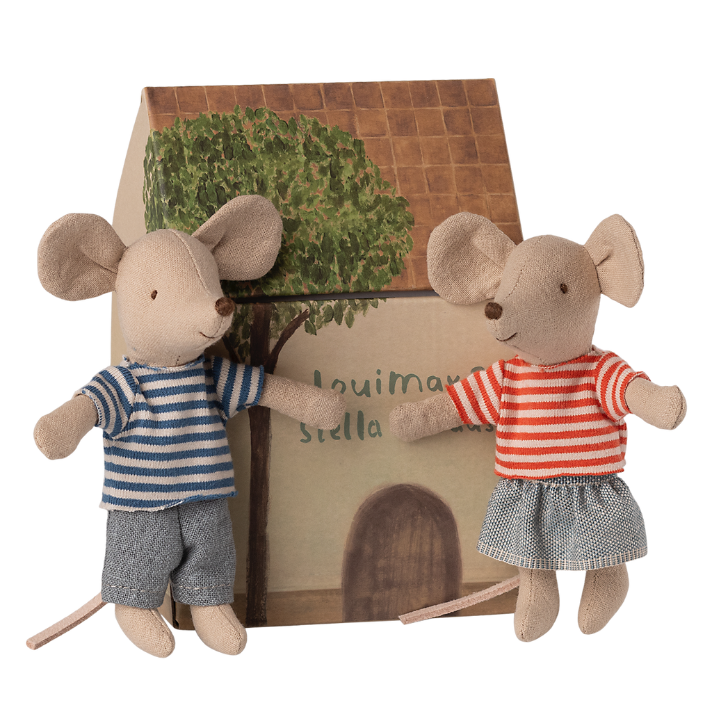 MAILEG Myszki starszy brat i starsza siostra 13cm - LouiMax & Stella BIG BROTHER & SISTER
