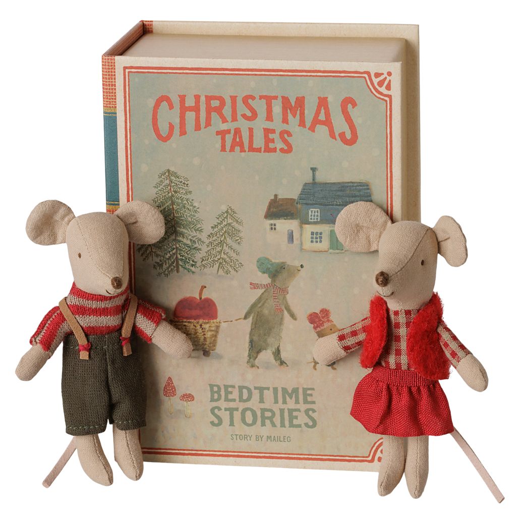 MAILEG Myszki świąteczne bliźniaki w książce 11cm - TWINS in BOOK