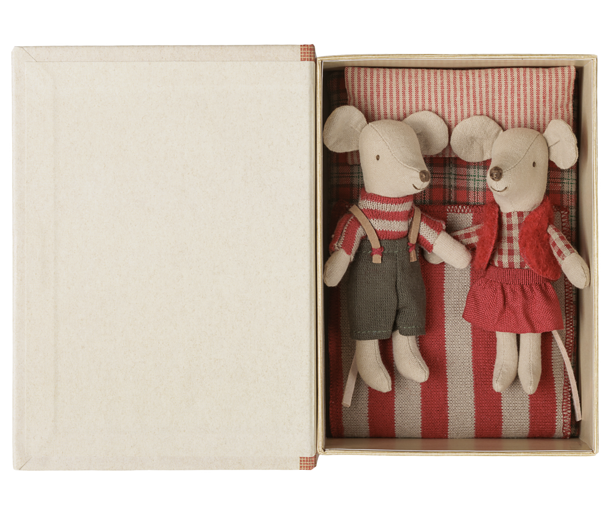 MAILEG Myszki świąteczne bliźniaki w książce 11cm - TWINS in BOOK