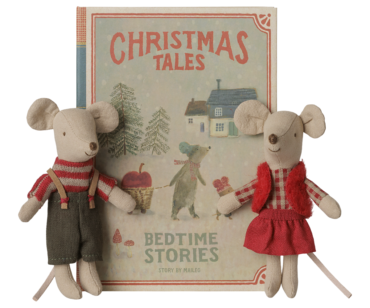 MAILEG Myszki świąteczne bliźniaki w książce 11cm - TWINS in BOOK