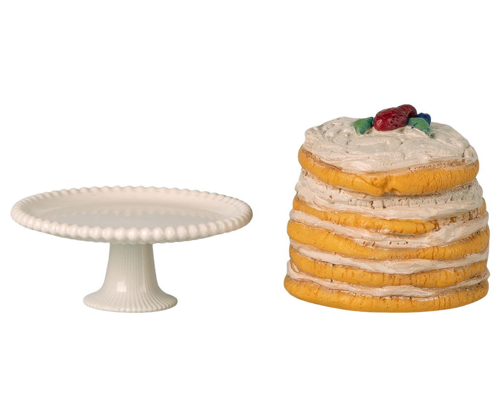 MAILEG Tort i patera dla myszek - PARTY CAKE OFF WHITE