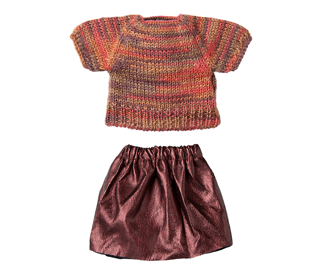 MAILEG Ubranko dla mamy myszki 15cm - SKIRT & KNITTED BLOUSE