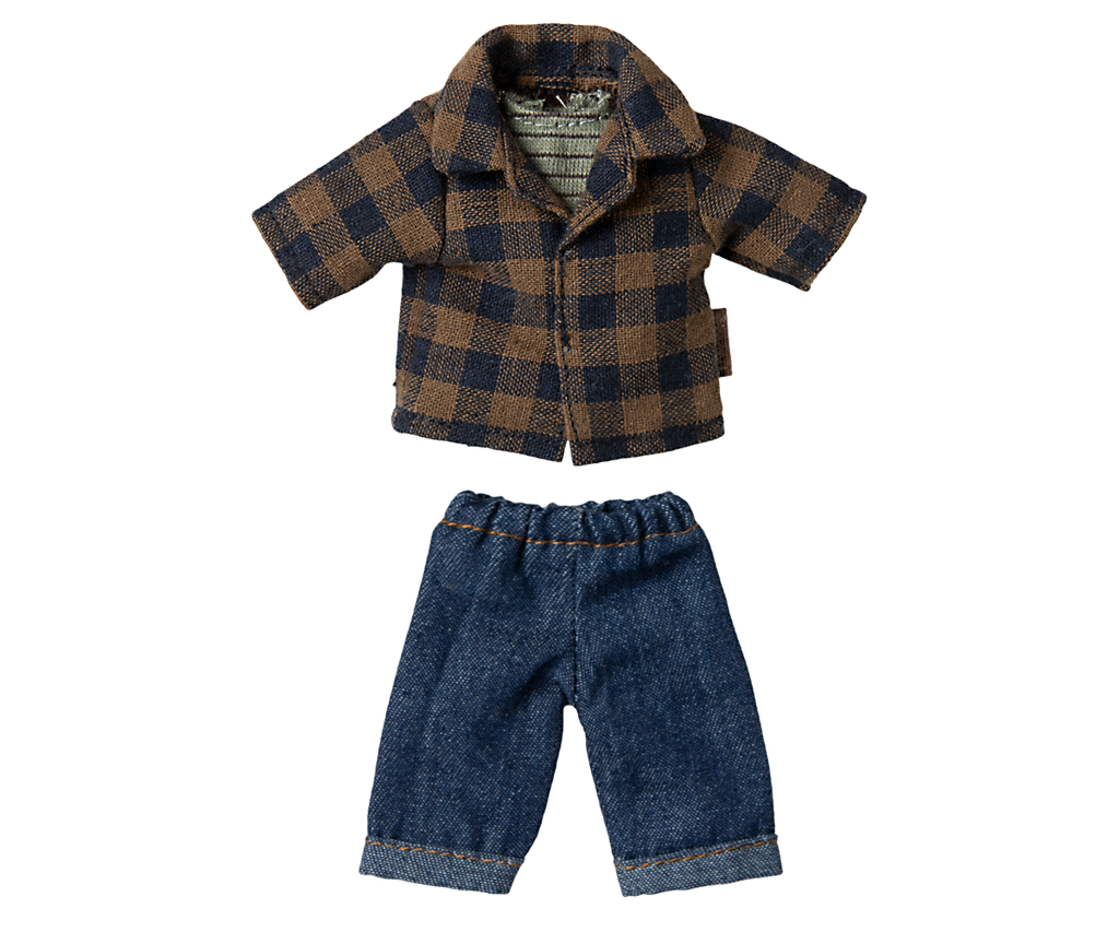 MAILEG Ubranko dla myszki 15cm - DAD CHECKED SHIRT & PANTS
