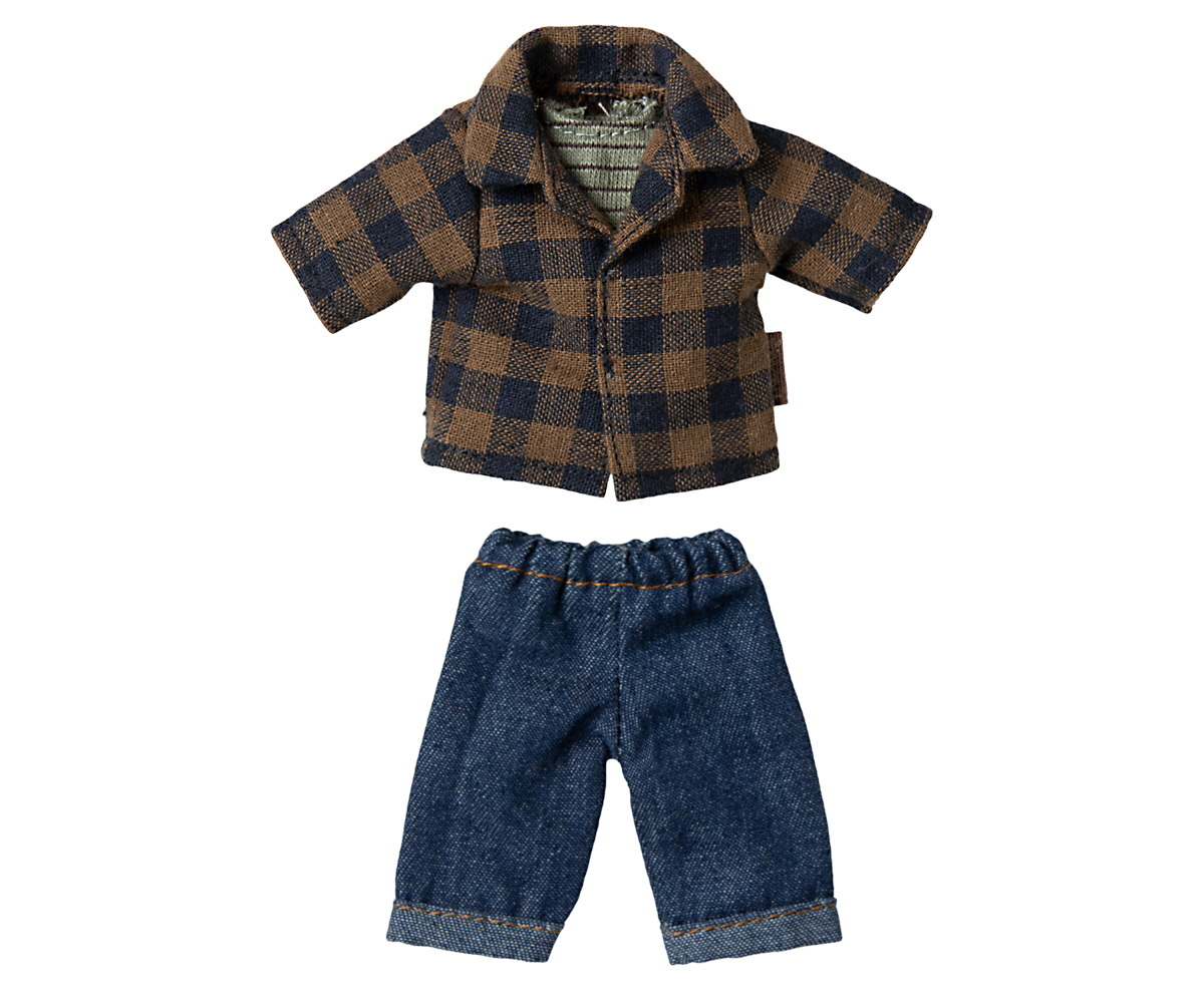 MAILEG Ubranko dla myszki 15cm - DAD CHECKED SHIRT & PANTS