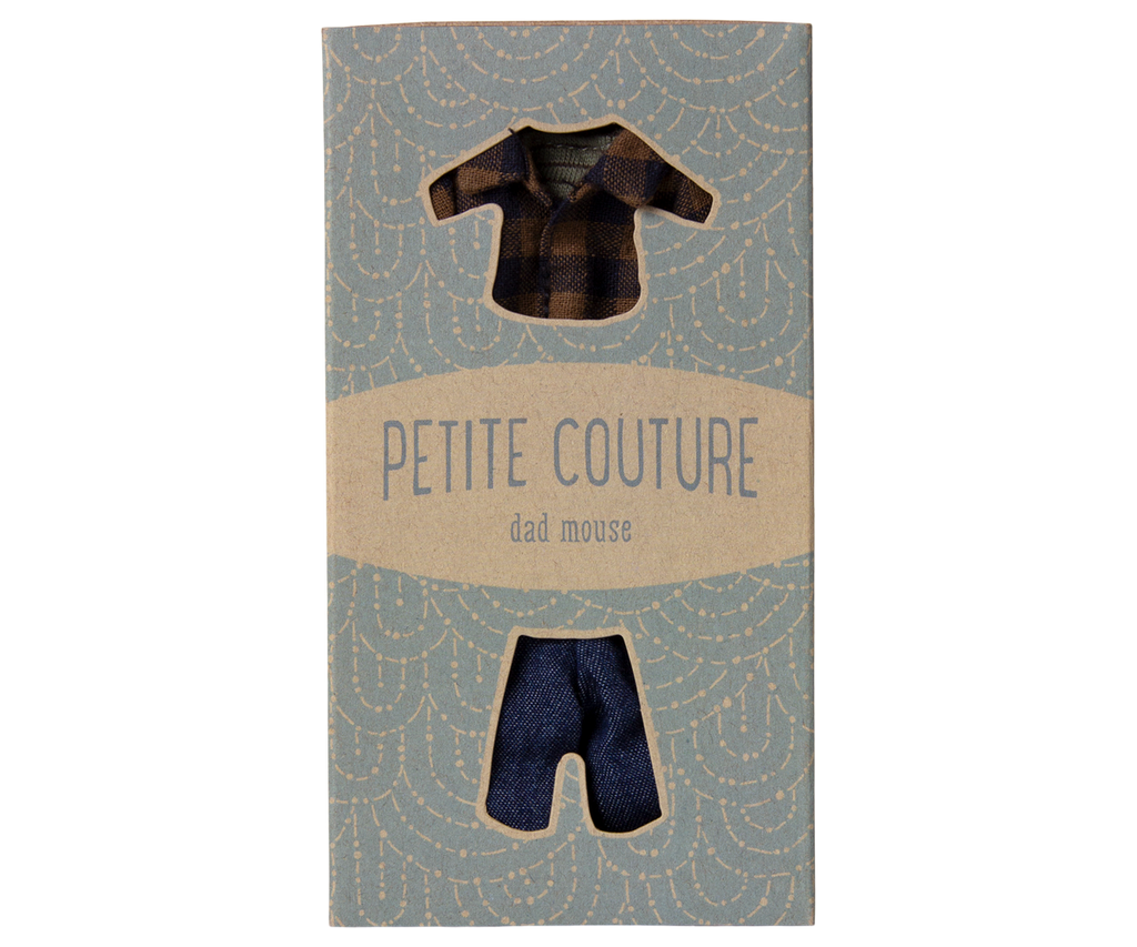MAILEG Ubranko dla myszki 15cm - DAD CHECKED SHIRT & PANTS