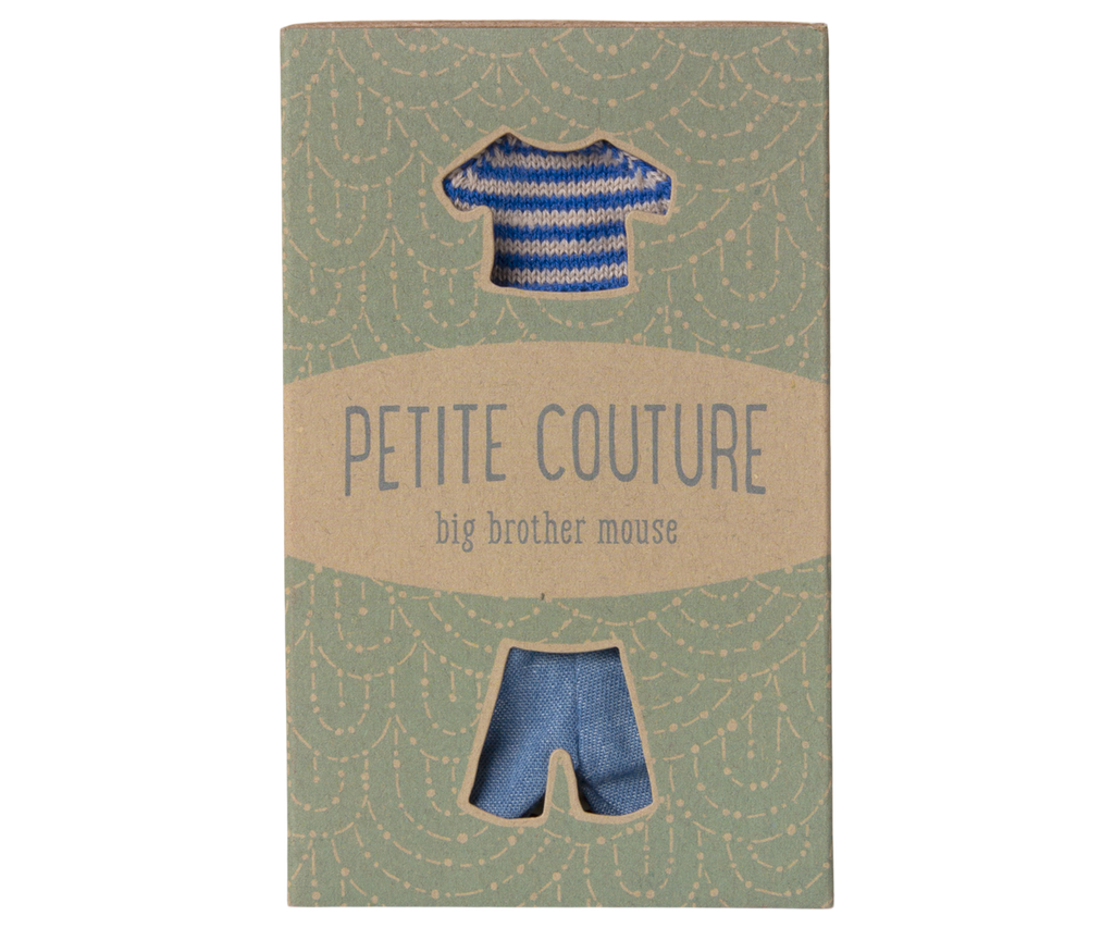 MAILEG Ubranko dla myszki starszego brata 15cm - KNITTED SWEATER & PANTS