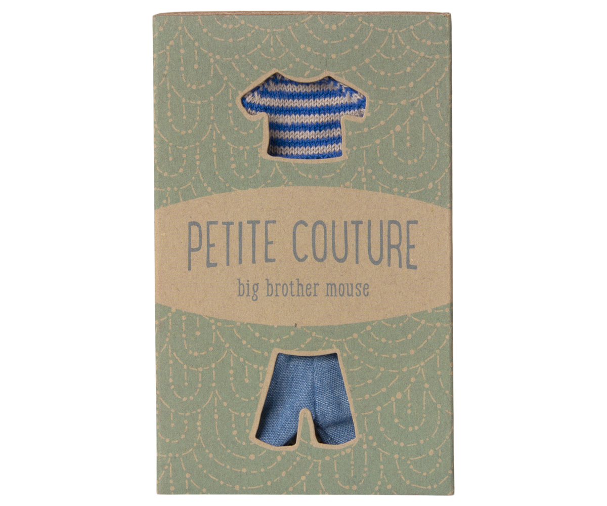 MAILEG Ubranko dla myszki starszego brata 15cm - KNITTED SWEATER & PANTS