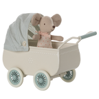 Maileg Wózek i myszka dzidziuś - PRAM with BABY MINT