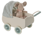 Maileg Wózek i myszka dzidziuś - PRAM with BABY MINT