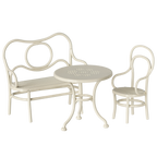 Zestaw kawowy : stół krzesło ławka - CAFE SET OFF WHITE Maileg