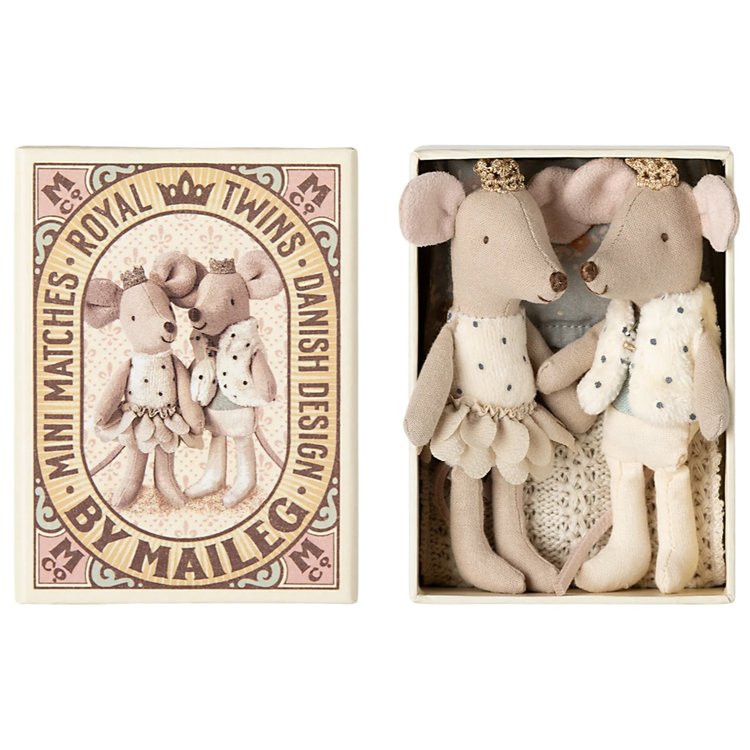 Maileg Myszka – Royal twins mice, Little sister and brother in box