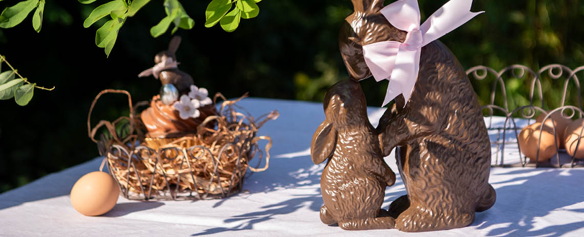 Figurka Królik 52 cm Brązowy z różową kokardką Clayre & Eef