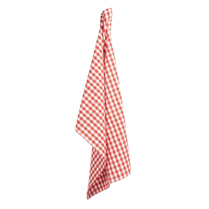 Ręcznik kuchenny bawełniany biało czerwona kratka country Clayre Eef