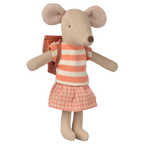 MAILEG Myszka rowerzystka 13cm - TRICYCLE BIG SISTER Coral