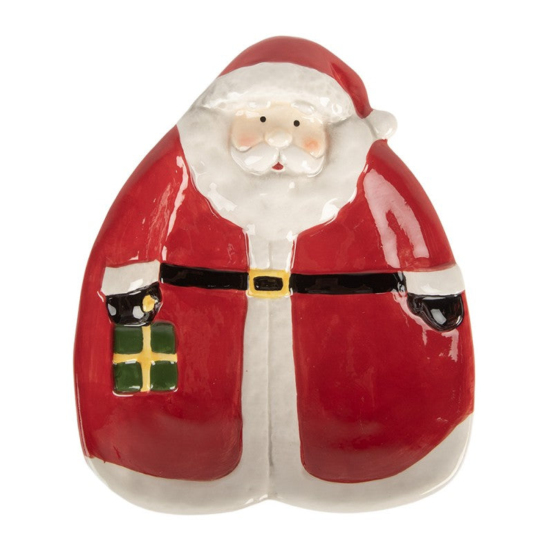Talerz śniadaniowy Święty Mikołaj 20x16x4 cm Czerwony ceramiczny