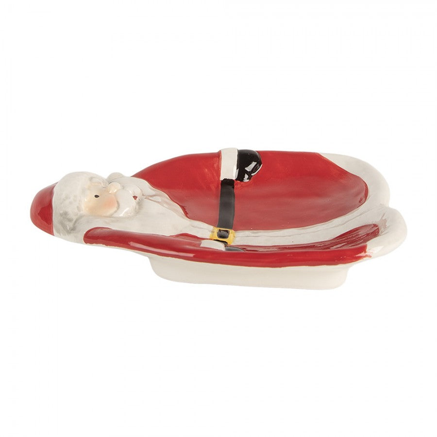 Talerz śniadaniowy Święty Mikołaj 20x16x4 cm Czerwony ceramiczny