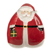 Załaduj obraz do przeglądarki galerii, Talerz śniadaniowy Święty Mikołaj 20x16x4 cm Czerwony ceramiczny
