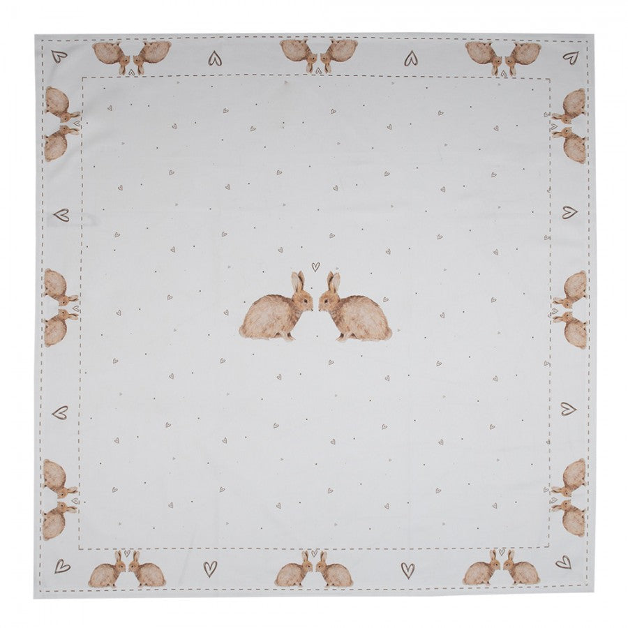 Obrus wielkanocny króliczki beż 100 x 100 cm Clayre Eef