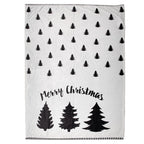Koc biało czarny merry christmas w choinki polarowy 130 x 170 cm Clayre Eef