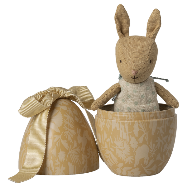 Maileg Jajko wielkanocne z micro króliczkiem, Small - kremowy żółty