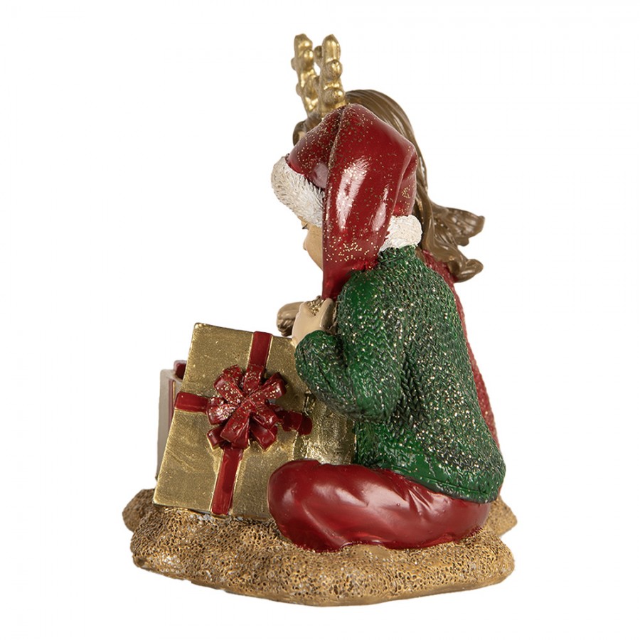 Figurka świąteczna Dzieci 14x9x11 cm Czerwona Clayre Eef