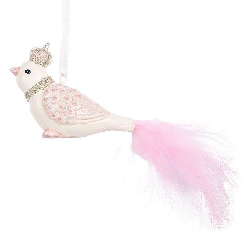 Ozdoba świąteczna Ptak 8x5x5 cm Biały wisząca choinkowa Clayre Eef