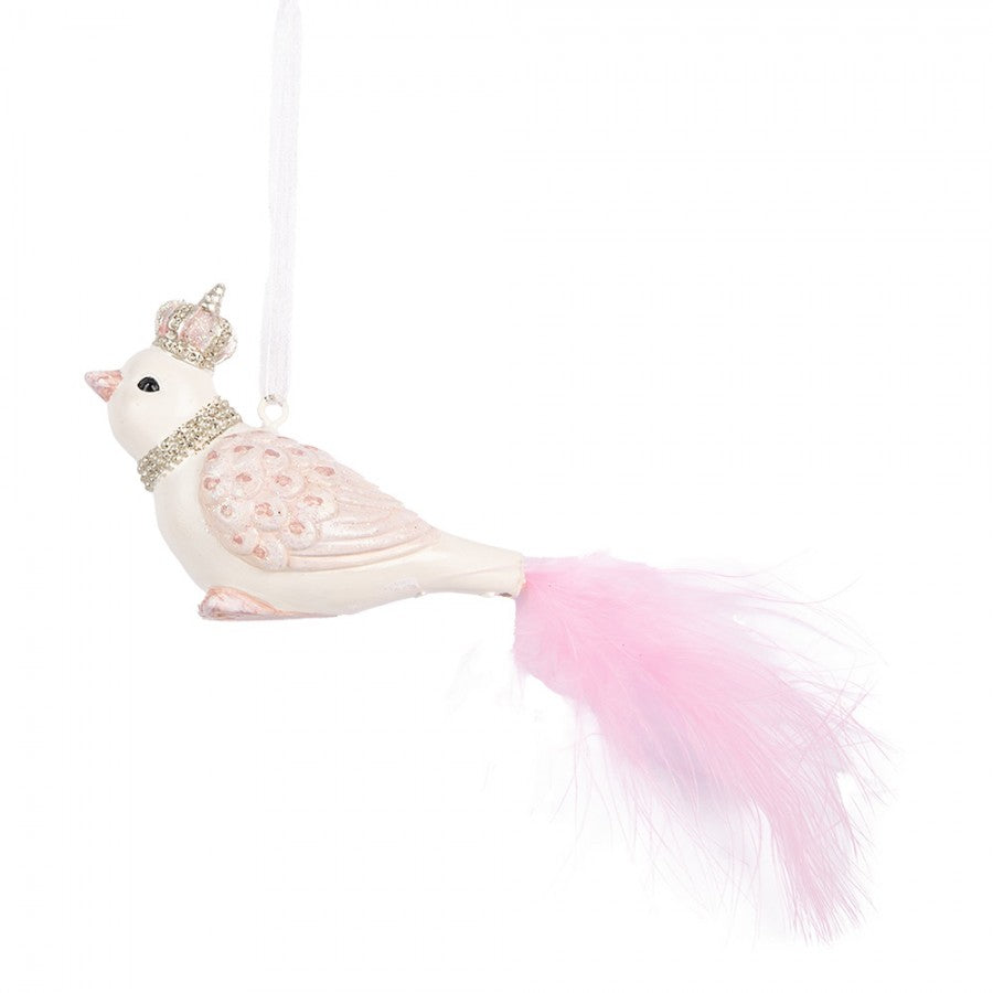 Ozdoba świąteczna Ptak 8x5x5 cm Biały wisząca choinkowa Clayre Eef