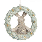 Zawieszka świąteczny króliczek w wianku 8 cm Clayre Eef