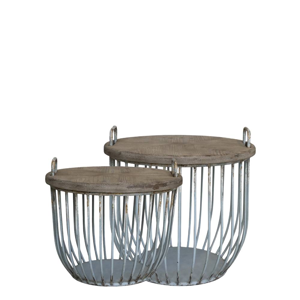 Stoliki kawowe kosze druciane 2 szt. Chic Antique kawowe