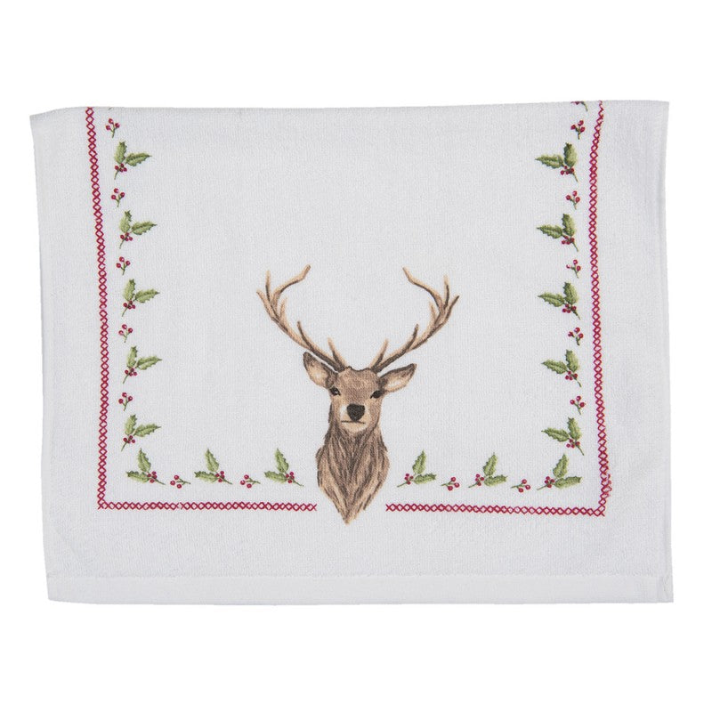 Ręczniczek kuchenny bawełniany frotte głowa renifera świąteczny Clayre Eef