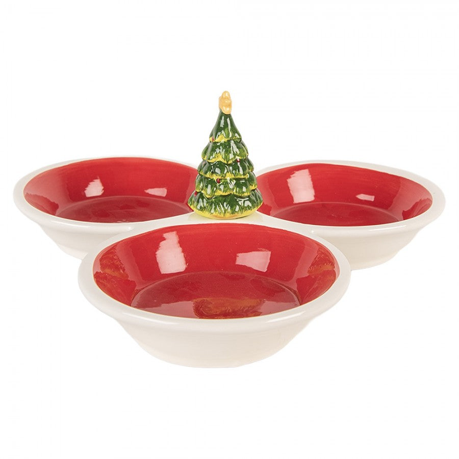 Miska dekoracyjna 26x26x10 cm czerwono-biała ceramiczna Clayre Eef