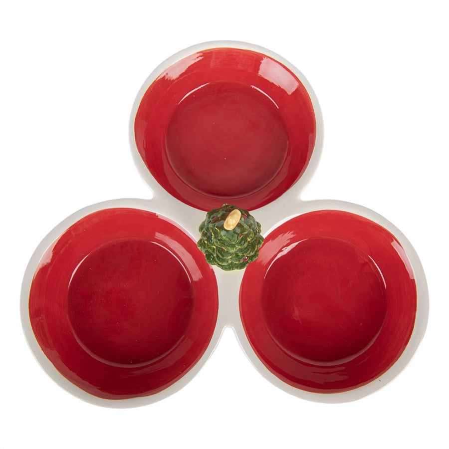 Miska dekoracyjna 26x26x10 cm czerwono-biała ceramiczna Clayre Eef